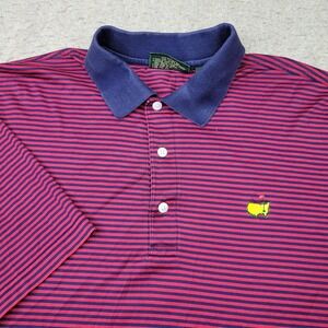 The Masters Golf Tournament Amen Corner Polo Shirt Size L Red Striped Preppy